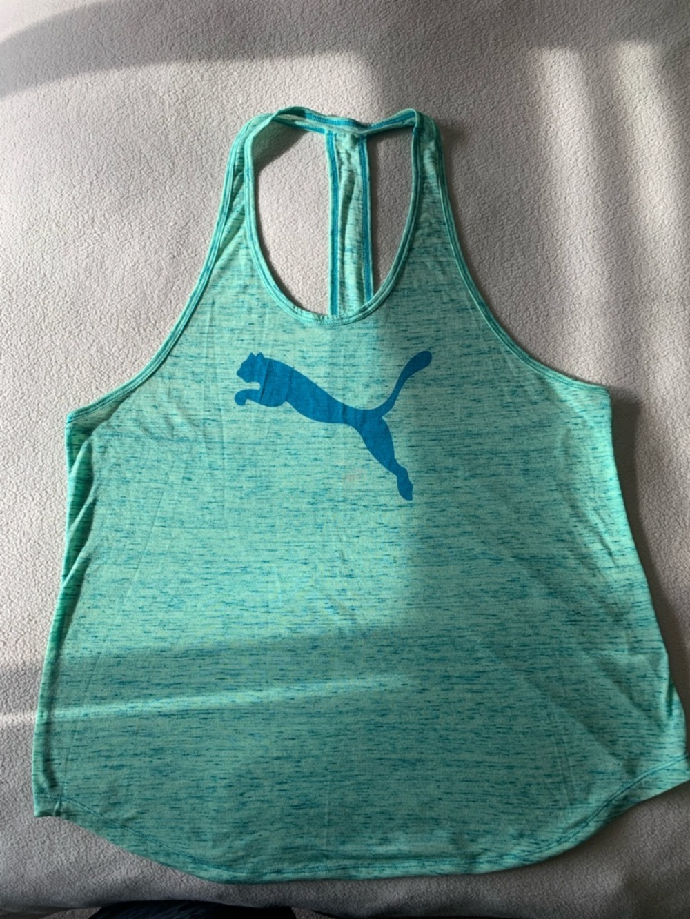 Puma Teal Racerback Tank with Blue Puma Logo